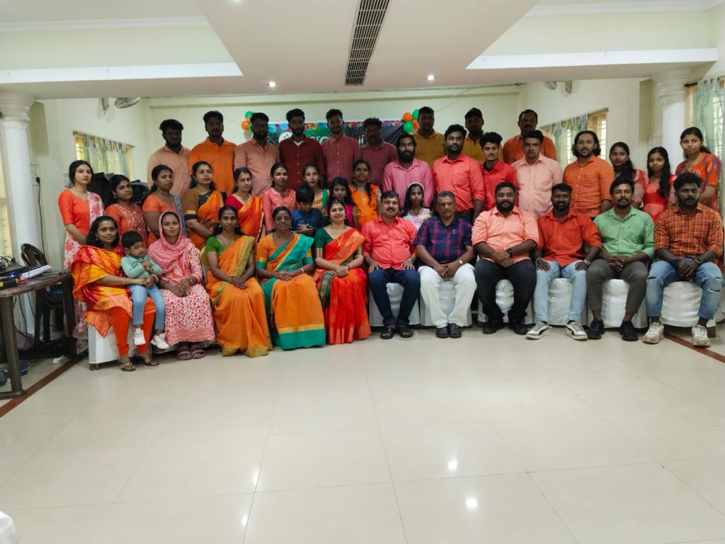Team members celebrating at a company milestone event